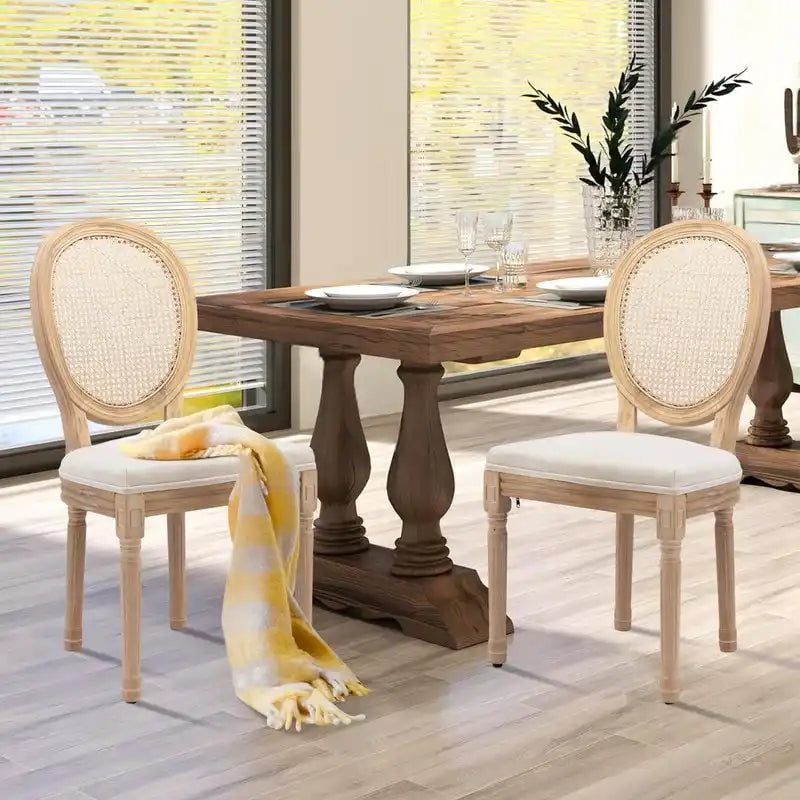 Chaise de salle à manger de style français, en bois massif avec garniture cloutée, lot de 2