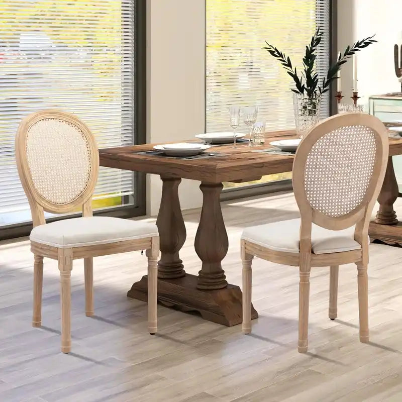 Chaise de salle à manger de style français, en bois massif avec garniture cloutée, lot de 2