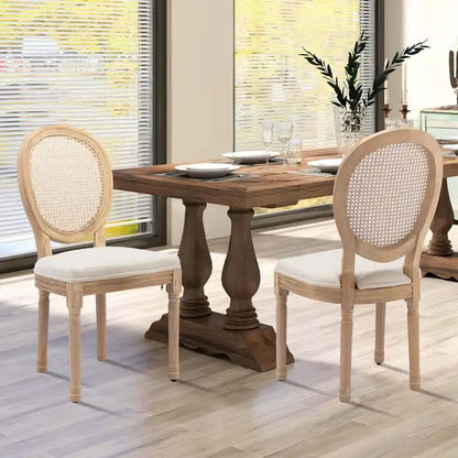 Chaise de salle à manger de style français, en bois massif avec garniture cloutée, lot de 2