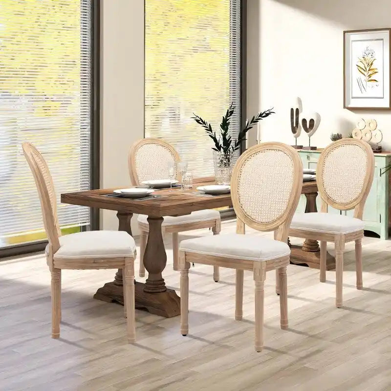 Chaise de salle à manger de style français, en bois massif avec garniture cloutée, lot de 2