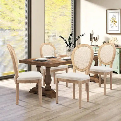 Chaise de salle à manger de style français, en bois massif avec garniture cloutée, lot de 2