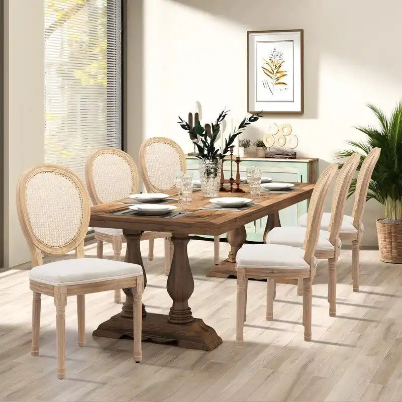 Chaise de salle à manger de style français, en bois massif avec garniture cloutée, lot de 2