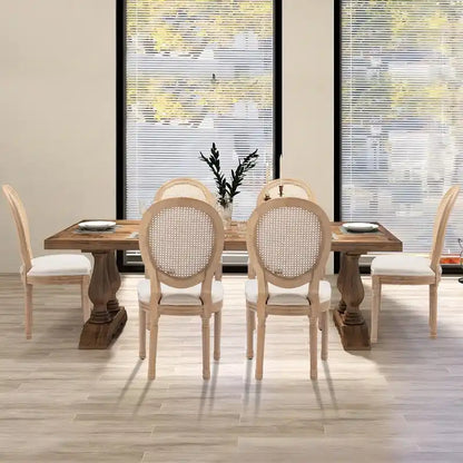Chaise de salle à manger de style français, en bois massif avec garniture cloutée, lot de 2