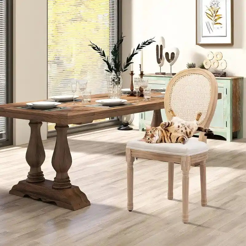 Chaise de salle à manger de style français, en bois massif avec garniture cloutée, lot de 2