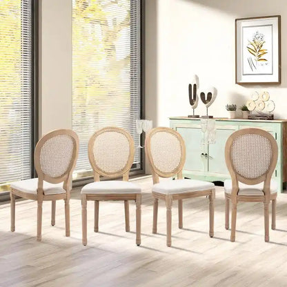 Chaise de salle à manger de style français, en bois massif avec garniture cloutée, lot de 2