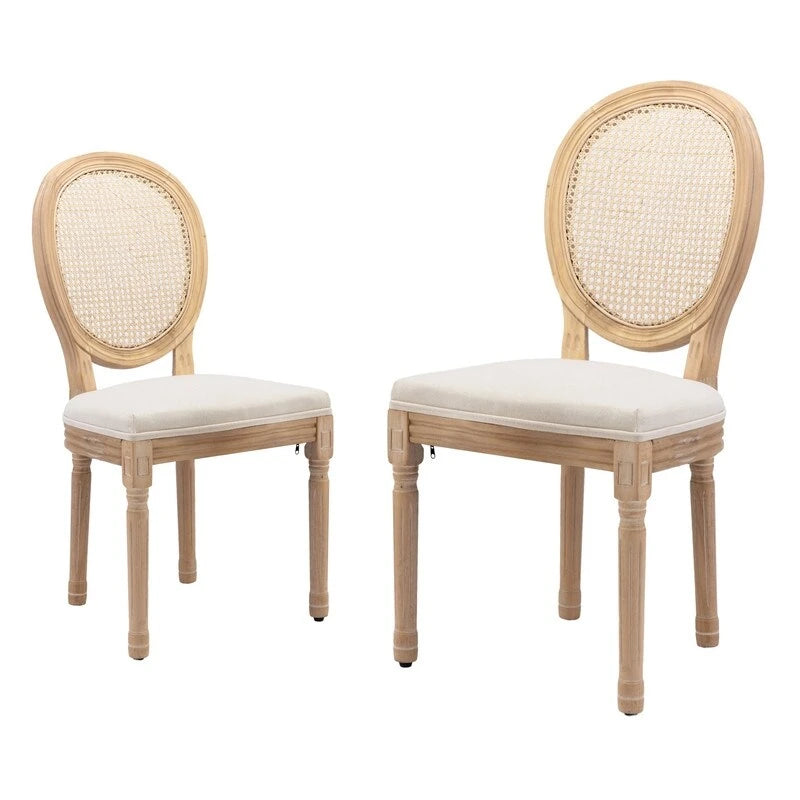 Chaise de salle à manger de style français, en bois massif avec garniture cloutée, lot de 2