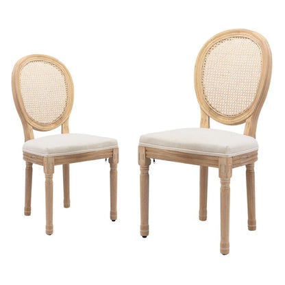 Chaise de salle à manger de style français, en bois massif avec garniture cloutée, lot de 2