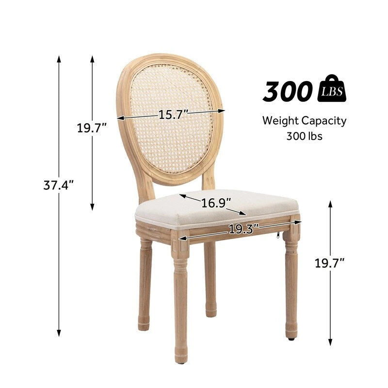 Chaise de salle à manger de style français, en bois massif avec garniture cloutée, lot de 2