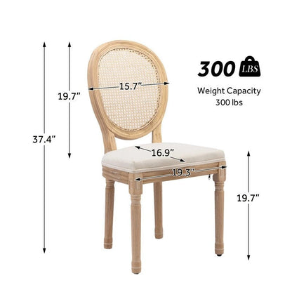 Chaise de salle à manger de style français, en bois massif avec garniture cloutée, lot de 2