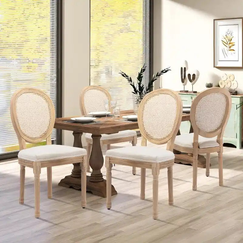 Chaise de salle à manger de style français, en bois massif avec garniture cloutée, lot de 2