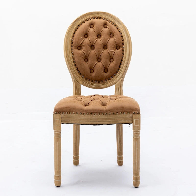 Chaise de salle à manger de style français, en bois massif avec garniture cloutée, lot de 2