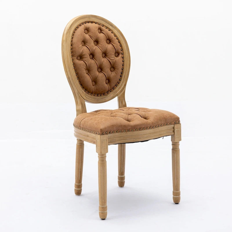 Chaise de salle à manger de style français, en bois massif avec garniture cloutée, lot de 2