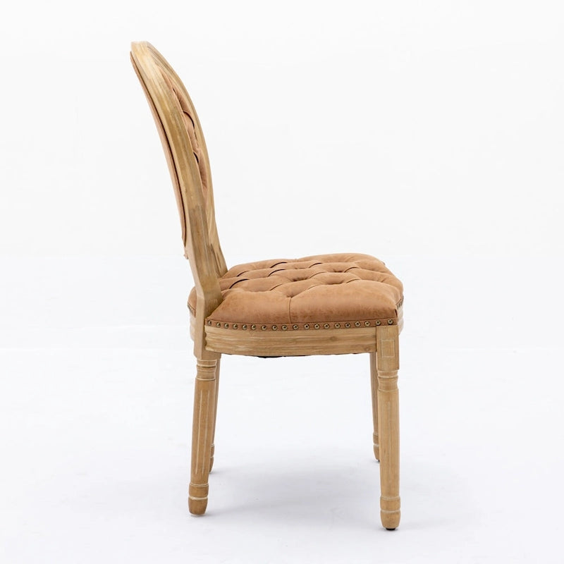 Chaise de salle à manger de style français, en bois massif avec garniture cloutée, lot de 2
