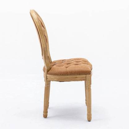 Chaise de salle à manger de style français, en bois massif avec garniture cloutée, lot de 2