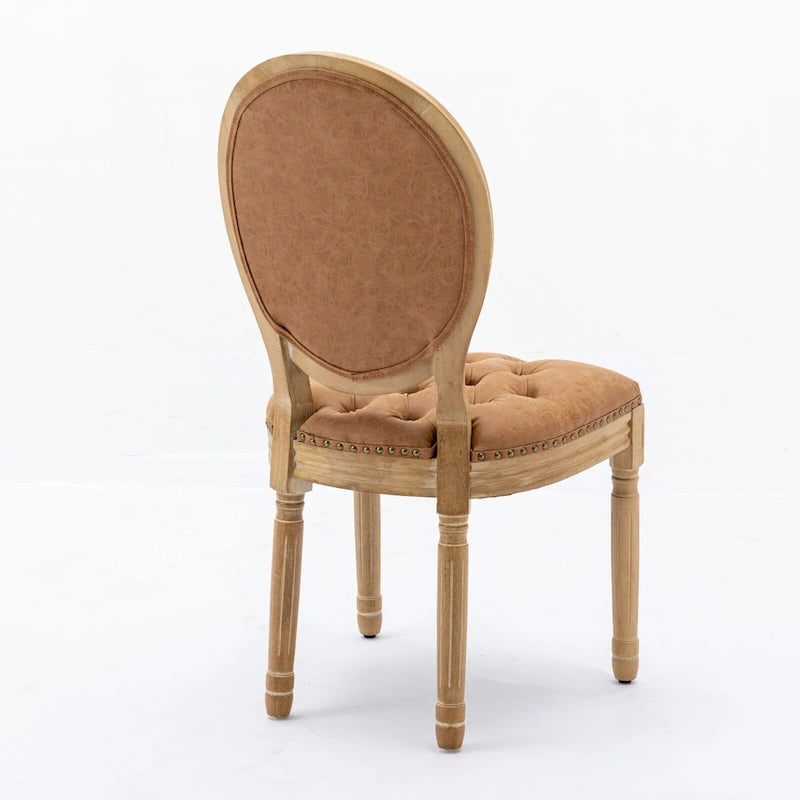 Chaise de salle à manger de style français, en bois massif avec garniture cloutée, lot de 2