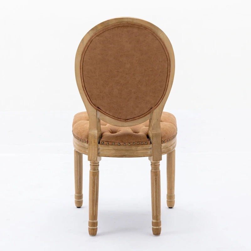 Chaise de salle à manger de style français, en bois massif avec garniture cloutée, lot de 2