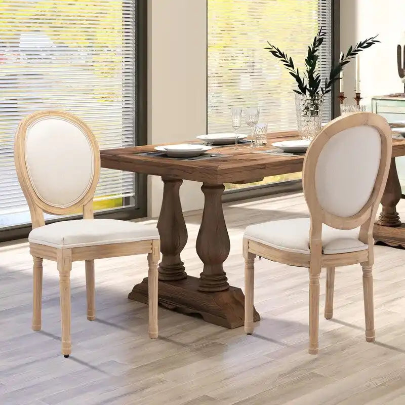 Chaise de salle à manger de style français, en bois massif avec garniture cloutée, lot de 2