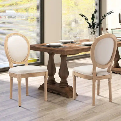 Chaise de salle à manger de style français, en bois massif avec garniture cloutée, lot de 2