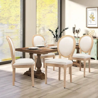 Chaise de salle à manger de style français, en bois massif avec garniture cloutée, lot de 2