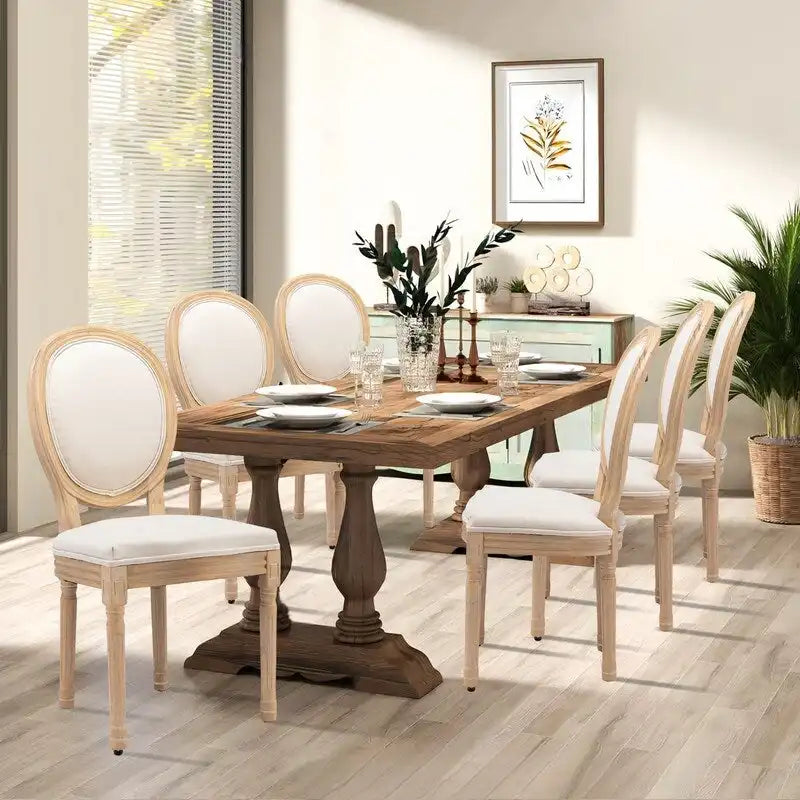Chaise de salle à manger de style français, en bois massif avec garniture cloutée, lot de 2