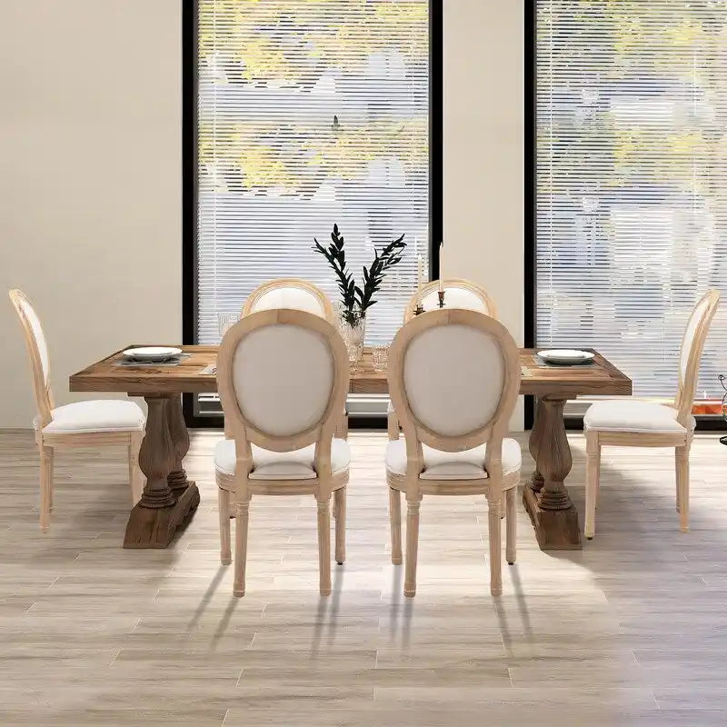 Chaise de salle à manger de style français, en bois massif avec garniture cloutée, lot de 2
