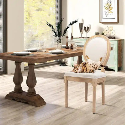 Chaise de salle à manger de style français, en bois massif avec garniture cloutée, lot de 2