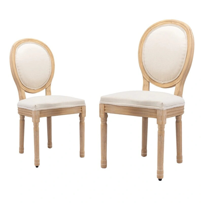 Chaise de salle à manger de style français, en bois massif avec garniture cloutée, lot de 2