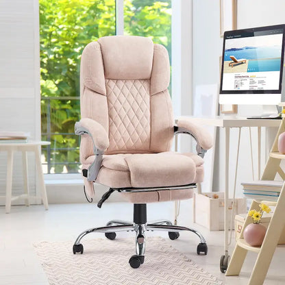 Fauteuil de bureau massant chauffant EROMMY avec repose-pieds, fauteuil de bureau ergonomique inclinable avec soutien lombaire et hauteur réglable.