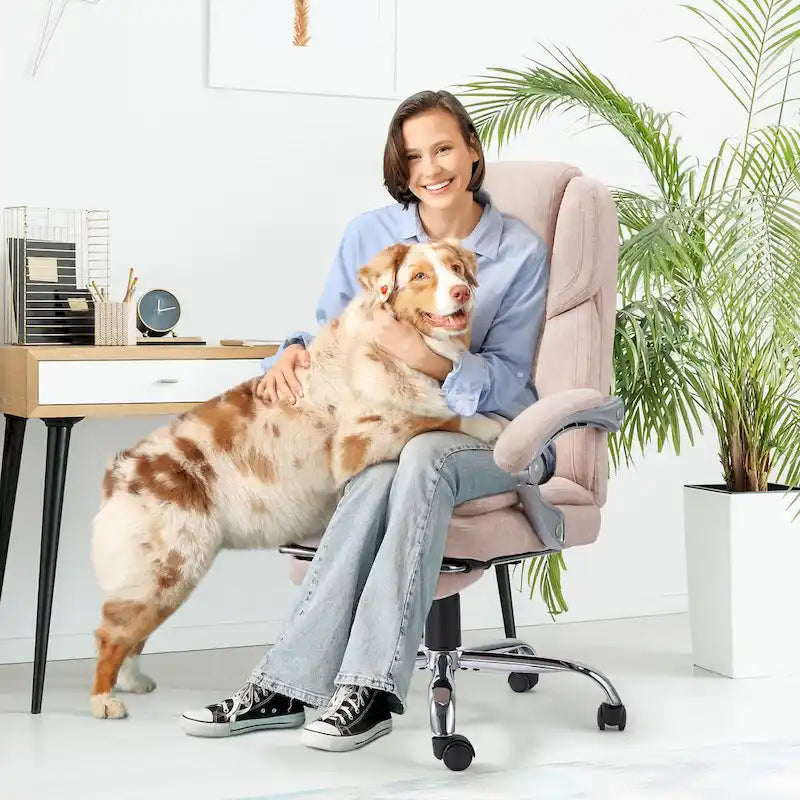 Fauteuil de bureau massant chauffant EROMMY avec repose-pieds, fauteuil de bureau ergonomique inclinable avec soutien lombaire et hauteur réglable.