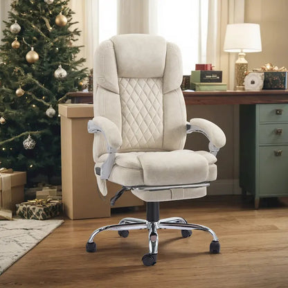 Fauteuil de bureau massant chauffant EROMMY avec repose-pieds, fauteuil de bureau ergonomique inclinable avec soutien lombaire et hauteur réglable.
