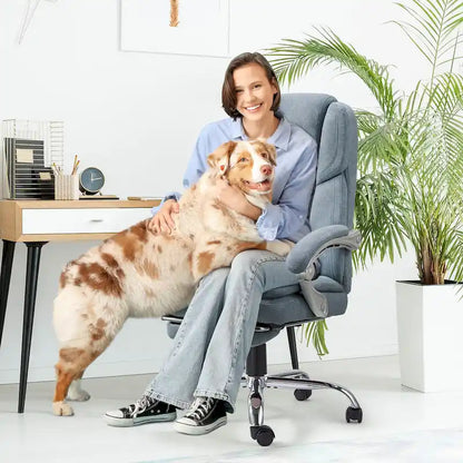 Fauteuil de bureau massant chauffant EROMMY avec repose-pieds, fauteuil de bureau ergonomique inclinable avec soutien lombaire et hauteur réglable.