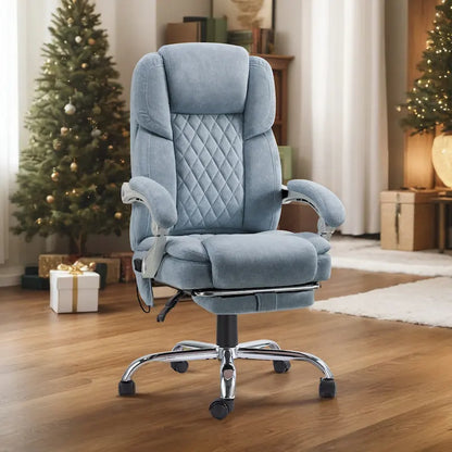 Fauteuil de bureau massant chauffant EROMMY avec repose-pieds, fauteuil de bureau ergonomique inclinable avec soutien lombaire et hauteur réglable.