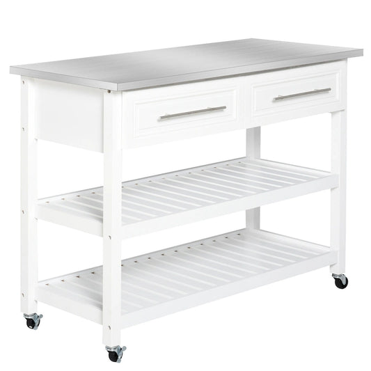 Kitchen Island With Stainless Steel Top(no include stool)