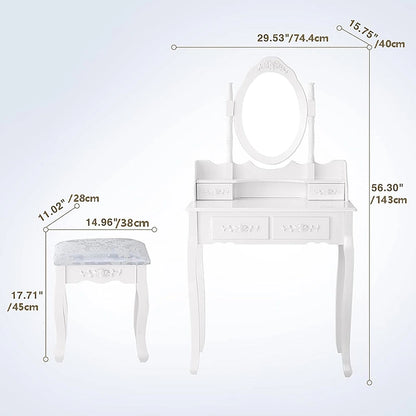 Vanity Table Set with 4 Drawer