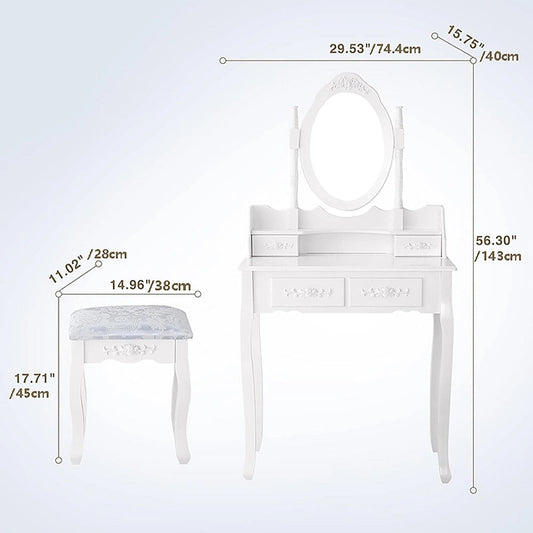 Vanity Table Set with 4 Drawer