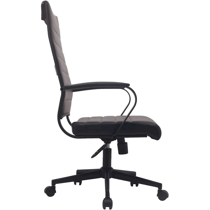 Chaise de bureau moderne marron à dossier haut, pivotante, en cuir PU côtelé, pour salle de conférence, bureau d'ordinateur, style rétro, pour visiteurs.