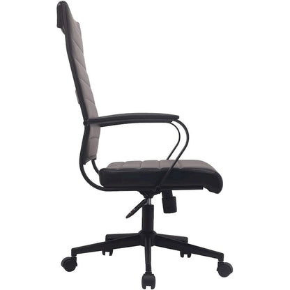 Chaise de bureau moderne marron à dossier haut, pivotante, en cuir PU côtelé, pour salle de conférence, bureau d'ordinateur, style rétro, pour visiteurs.