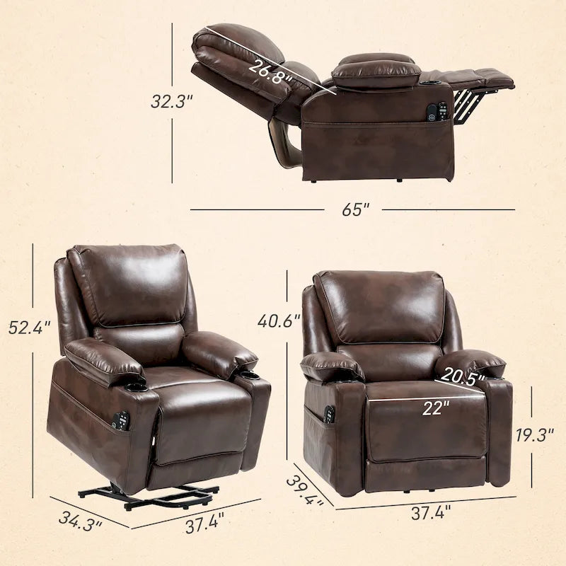 Fauteuil inclinable électrique HOMCOM avec fonction massage par vibration et chauffage, fauteuil rembourré et télécommande