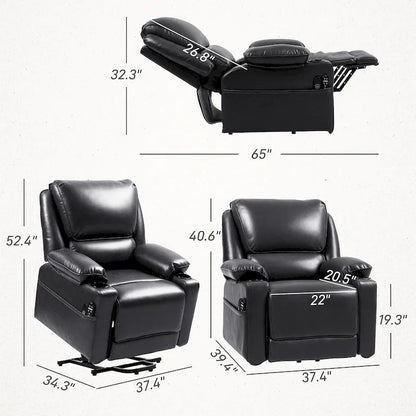 Fauteuil inclinable électrique HOMCOM avec fonction massage par vibration et chauffage, fauteuil rembourré et télécommande
