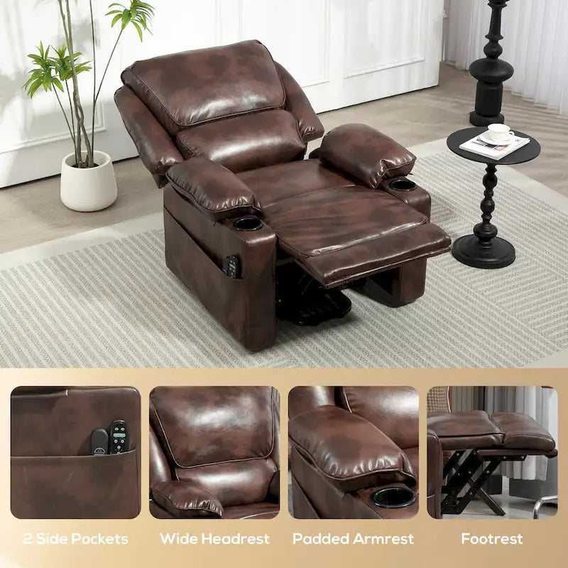 Fauteuil inclinable électrique HOMCOM avec fonction massage par vibration et chauffage, fauteuil rembourré et télécommande