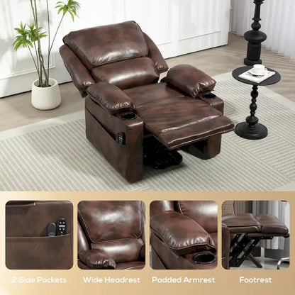 Fauteuil inclinable électrique HOMCOM avec fonction massage par vibration et chauffage, fauteuil rembourré et télécommande