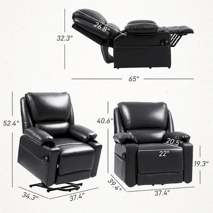 Fauteuil inclinable électrique HOMCOM avec fonction massage par vibration et chauffage, fauteuil rembourré et télécommande