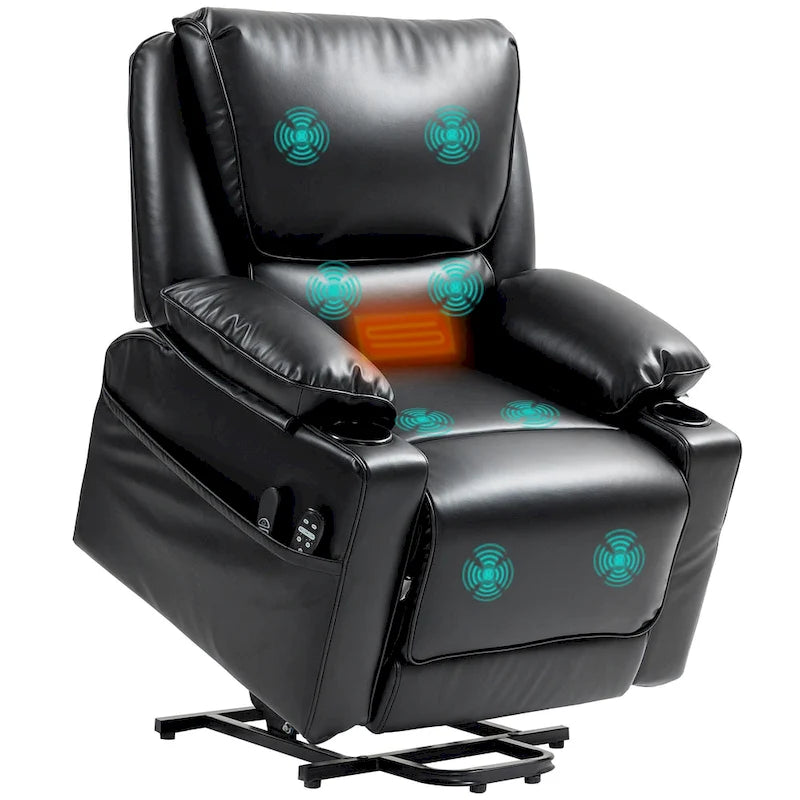 Fauteuil inclinable électrique HOMCOM avec fonction massage par vibration et chauffage, fauteuil rembourré et télécommande