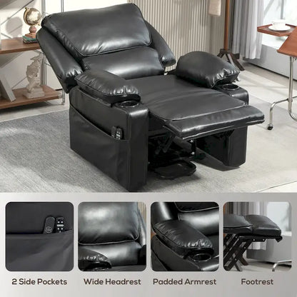 Fauteuil inclinable électrique HOMCOM avec fonction massage par vibration et chauffage, fauteuil rembourré et télécommande