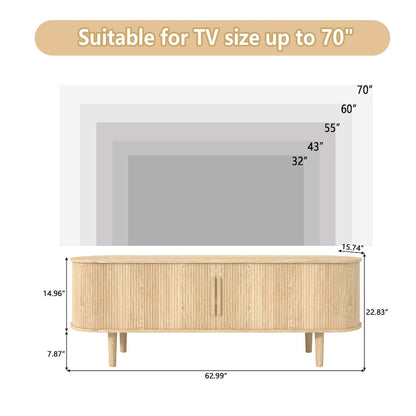 Meuble TV en bois de 62,99 pouces pour téléviseurs jusqu'à 70 pouces.