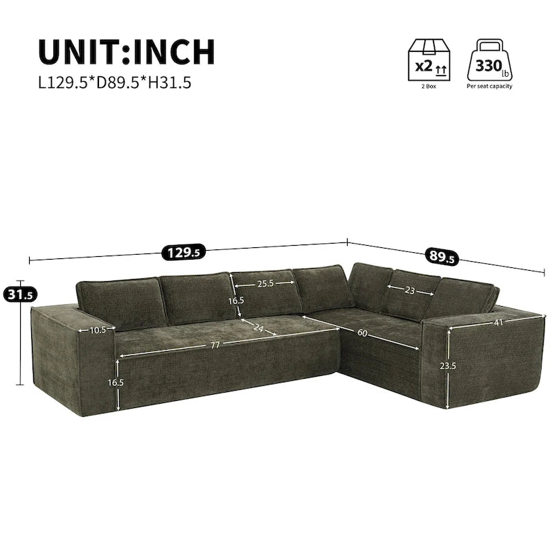 Canapé d'angle modulaire en forme de L, ensemble de canapés Chenille Cloud
