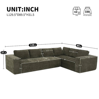 Canapé d'angle modulaire en forme de L, ensemble de canapés Chenille Cloud
