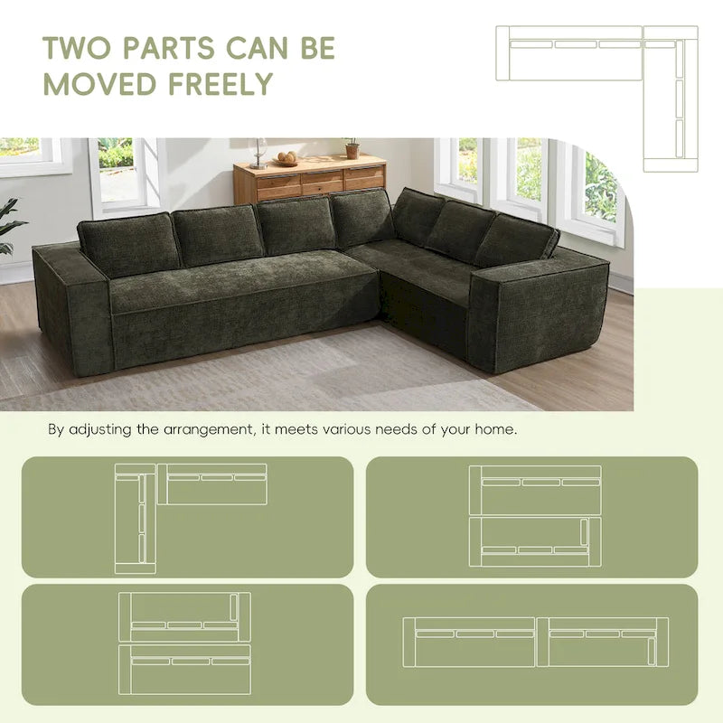 Canapé d'angle modulaire en forme de L, ensemble de canapés Chenille Cloud