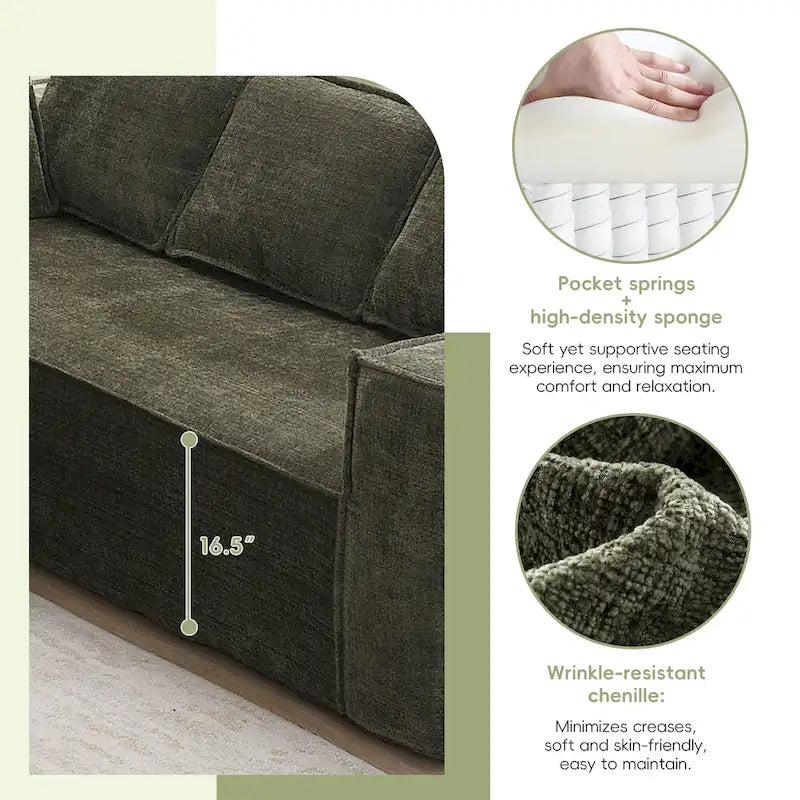 Canapé d'angle modulaire en forme de L, ensemble de canapés Chenille Cloud