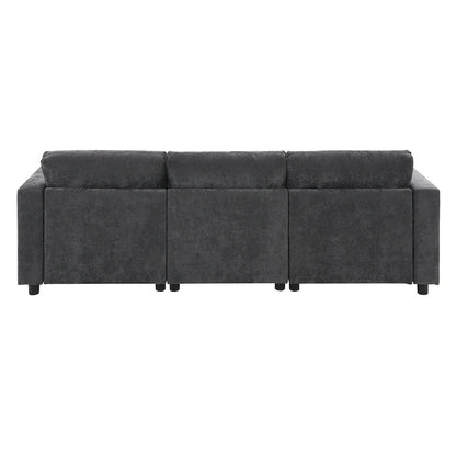 Canapé d'angle modulable en forme de U avec poches de rangement, coussins et pouf